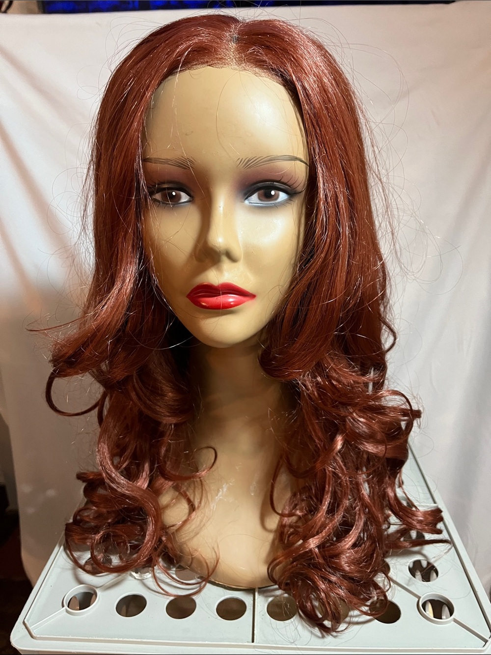 Women's Long Curly Lace Front Wig - Copper Red.  Synthetic Wig.  22”